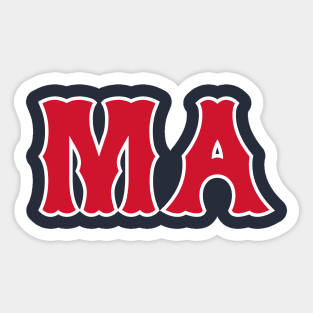 Boston 'MA' Baseball Fan T-Shirt: Show Your Massachusetts Pride with a Bold Beantown Baseball Design! Sticker